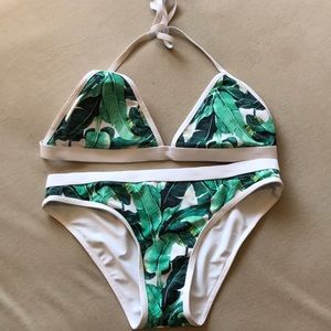 Leaf Print Triangle Bikini